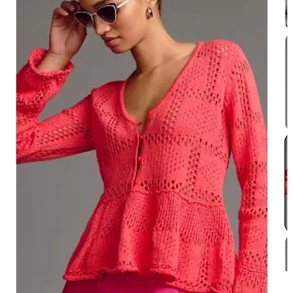 ANTHROPOLOGIE
Pilcro Pointelle Babydoll Sweater Coral‎ MP NWT in packaging - Picture 4 of 7